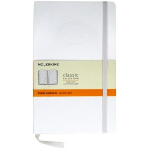 white Moleskine ruled notebook with embossed Penn State Athletic Logo
